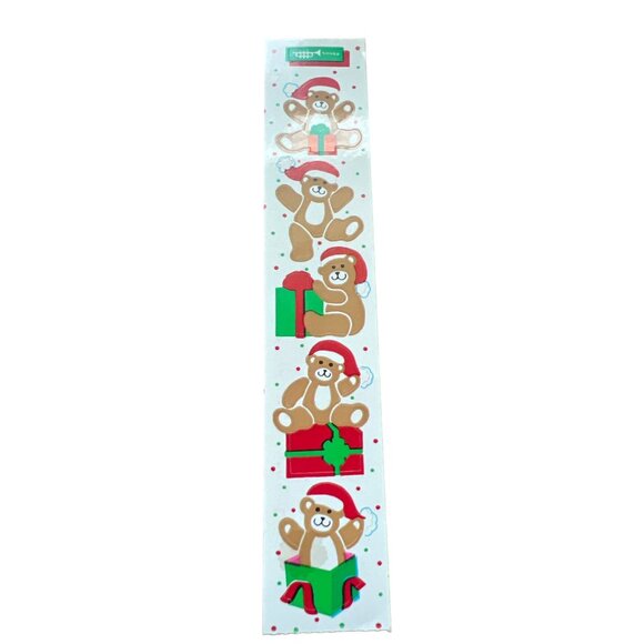 Vintage 80s Toots Christmas Teddy Bears Stickers Santa Hat Presents 1983 6" - Picture 1 of 5